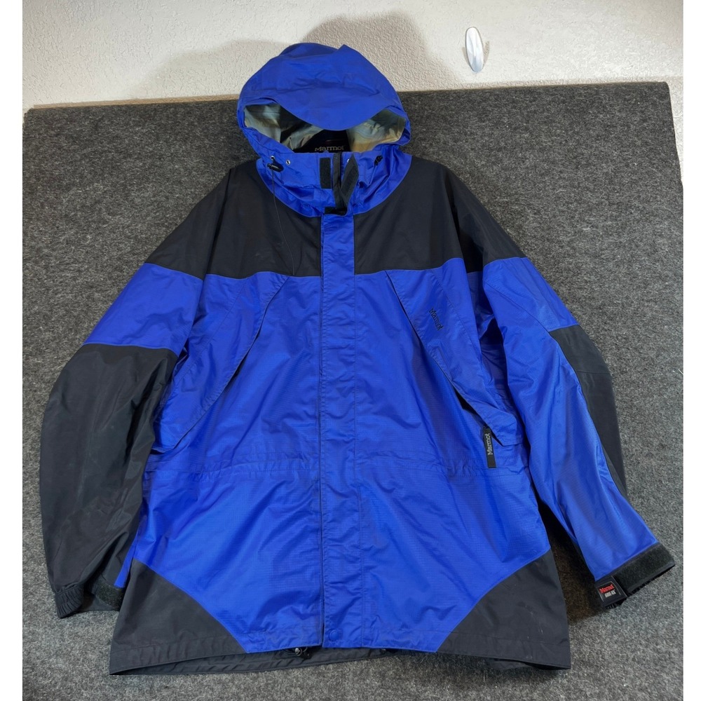 Marmot Gore-Tex Parka Jacket Mens XL Blue Hoodie Waterproof Hiking Coat Outdoor